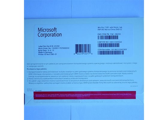 China OEM Pakket Microsoft Windows 7 Professionele Vergunnings Zeer belangrijke Software DVD/COA-Vergunning leverancier